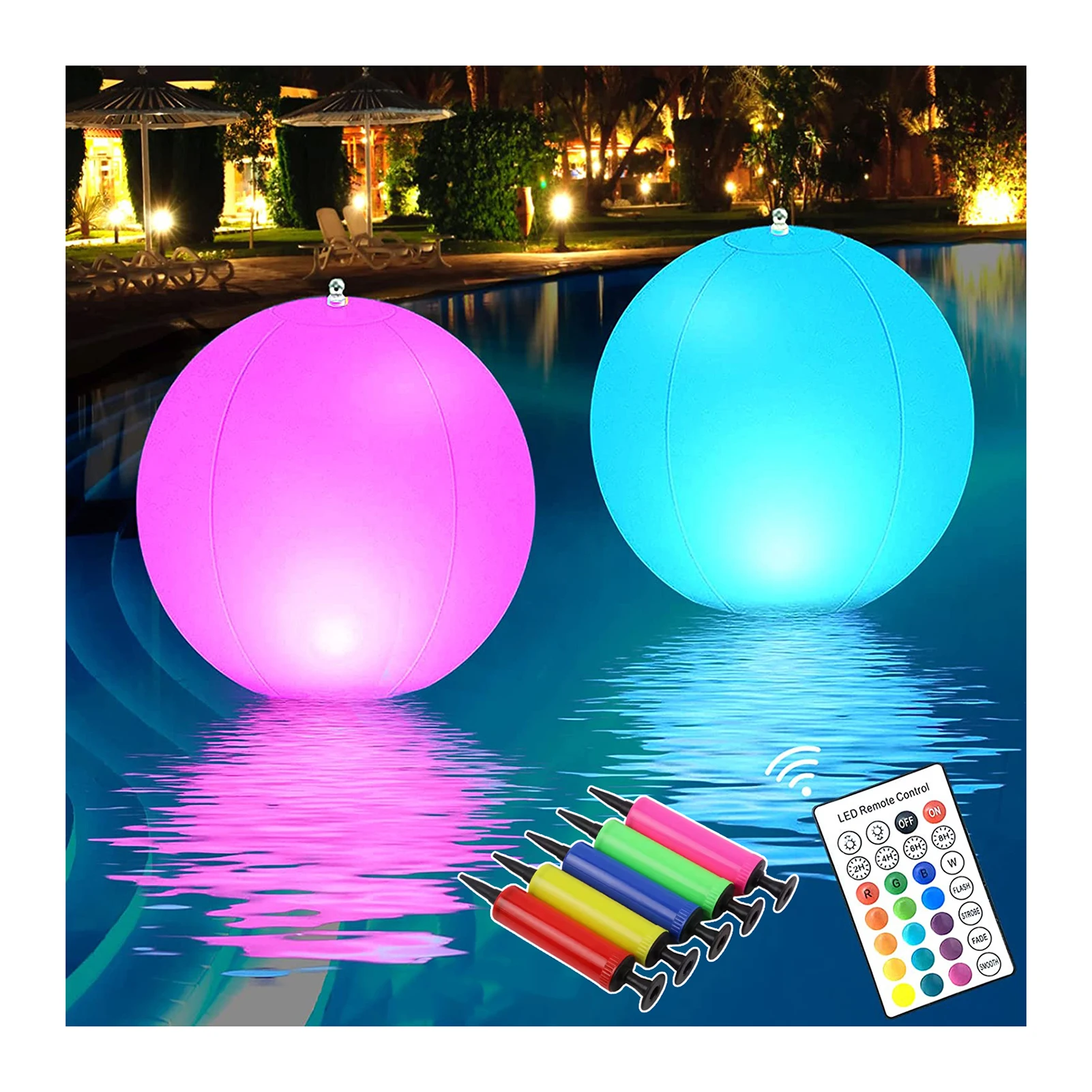 

LED Balloon Large Inflatable Blow Up Beach Large Waterproof For Water Pool Party Outdoor Balloons Garden Luminous Toy LED Balls