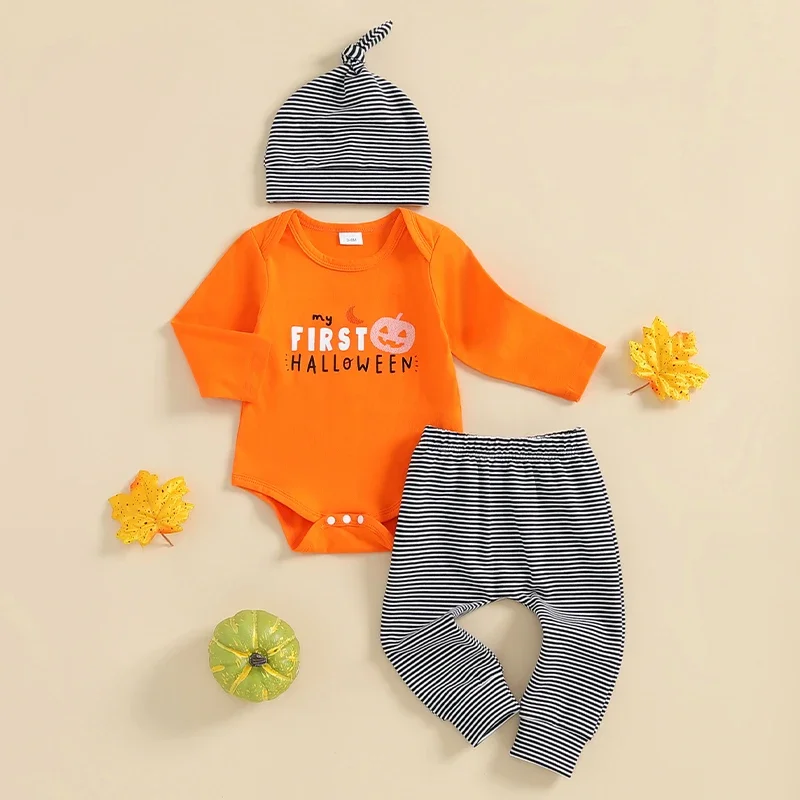 3 шт./комплект комбинезон с длинным рукавом и принтом тыквы