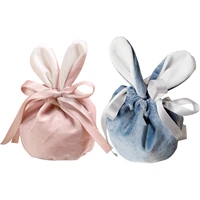 easter gift bags 5 pack cute bunny ear velvet gift bags easter candy bag cookie candy bags easter packaging bag with drawstrings