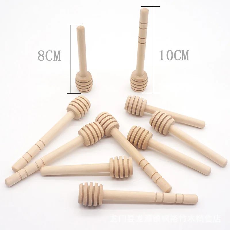 10pcs 8/10/15cm Long Handle Wood Honey Stir Bar Mixing Stick Supplies Jar Spoon Practical Dipper Coffee Milk Tea Kitchen Tool - купить по