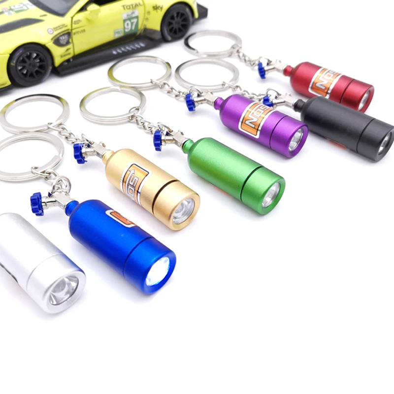 

Car Parts Nos Led Light Model Keychain Alloy Key Ring Buckle Bag Decoration For Chevrolet Skoda Nissan Mazda Jdm Accessories
