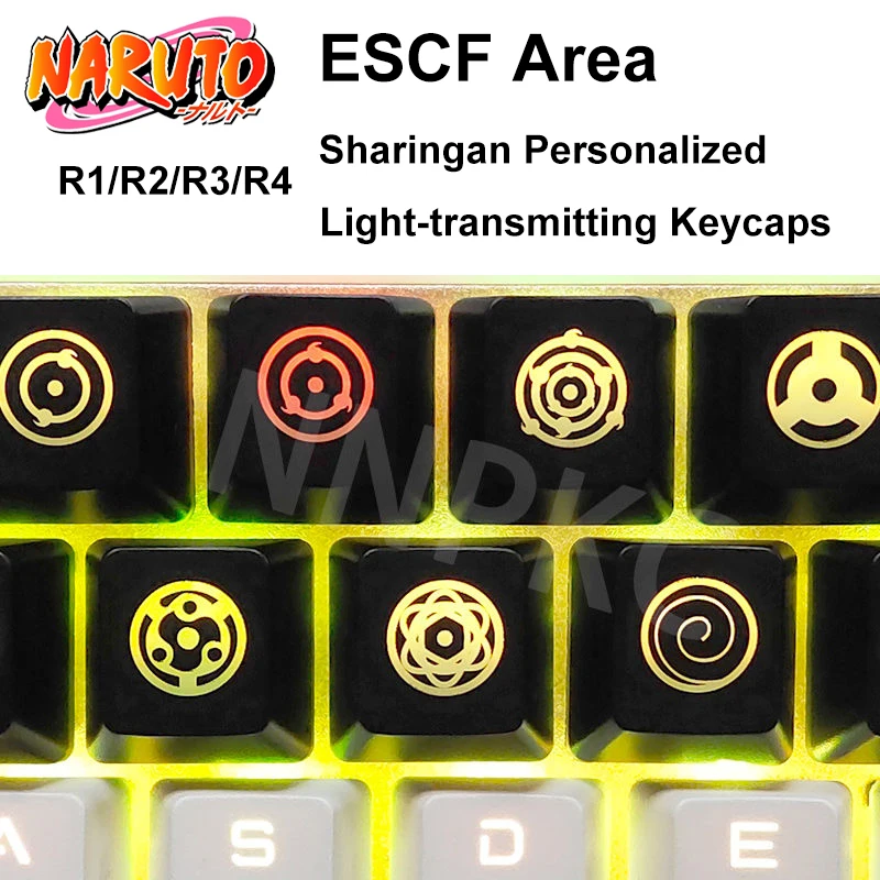 

11PCS Naruto Sharingan Translucent Personality Tail Gaming R4/R3/R2/R1 Resin Keycaps for Cherry MX Mechanical Keyboard Key Cap