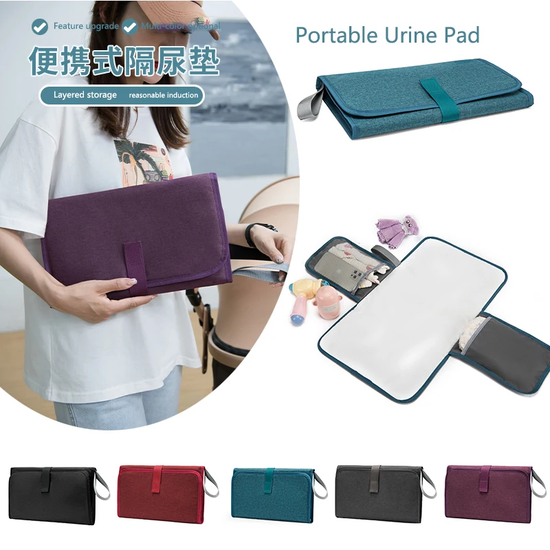 

Portable Foldable Changing Pad for Baby with Wet Wipes Pocket Lightweight Waterproof Travel Baby Diaper Kit Newborn Urine Pad