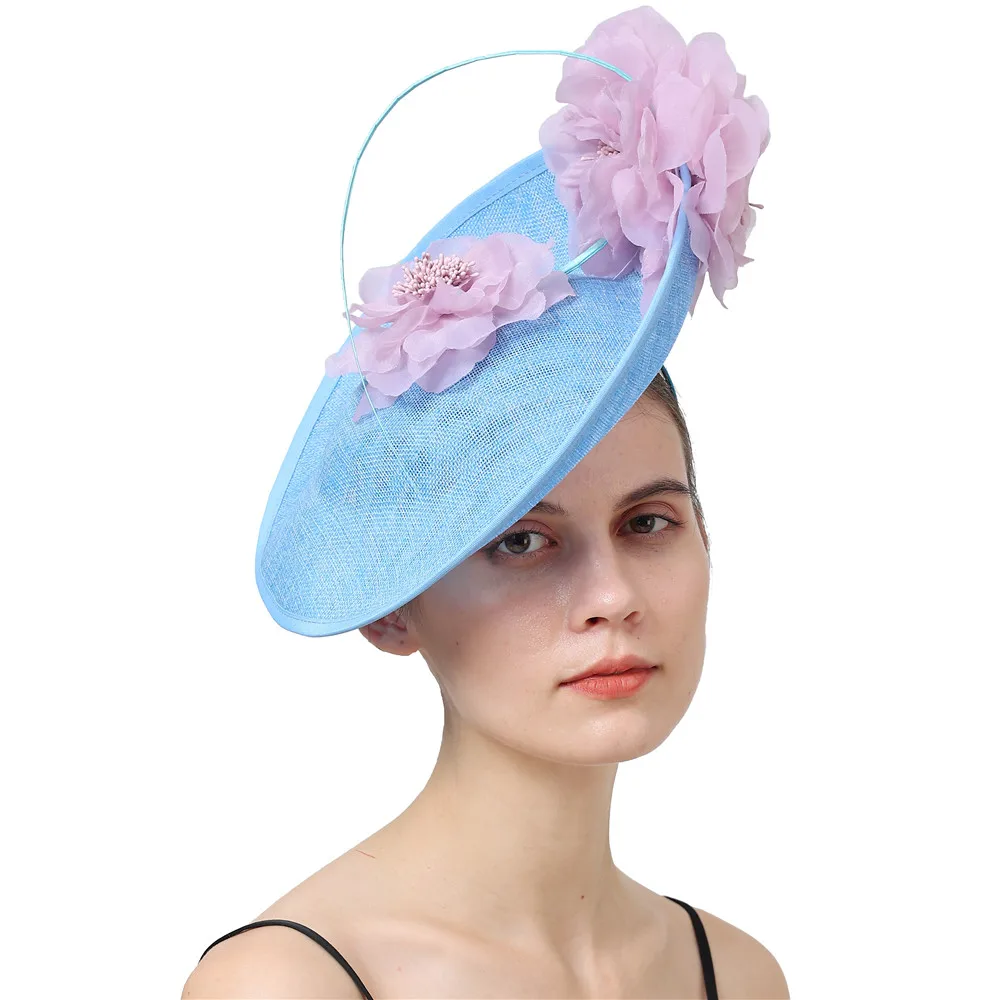 

Big Derby Hat Millinery Fascinators With Fancy Flowers Generous Women Hats Accessories Ladies Fedora Headwear Headbands Fashion