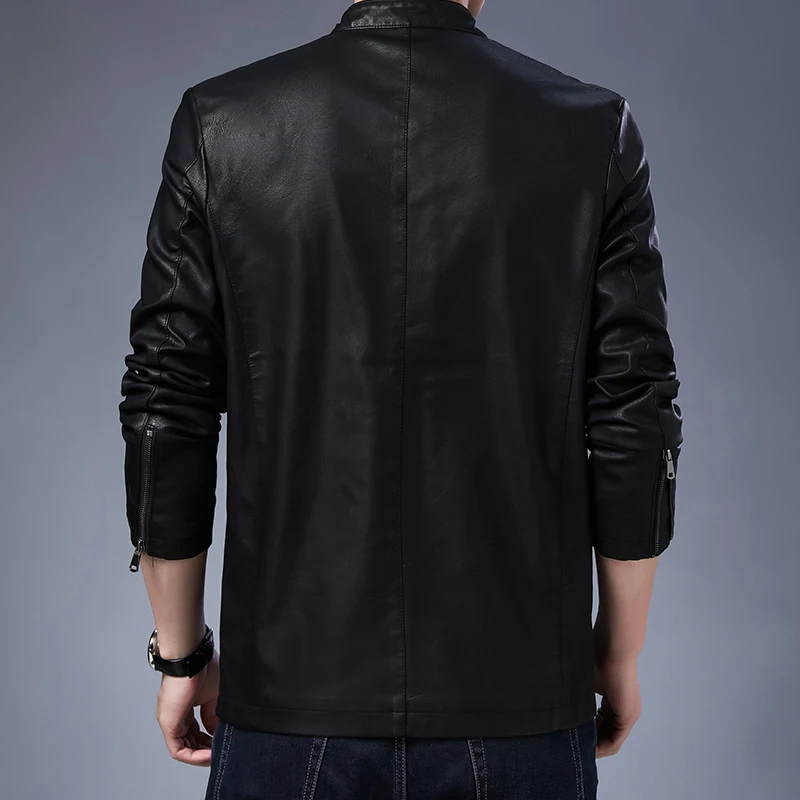 Куртка мужская из искусственной кожи с воротником-стойкой батальных размеров 4XL |