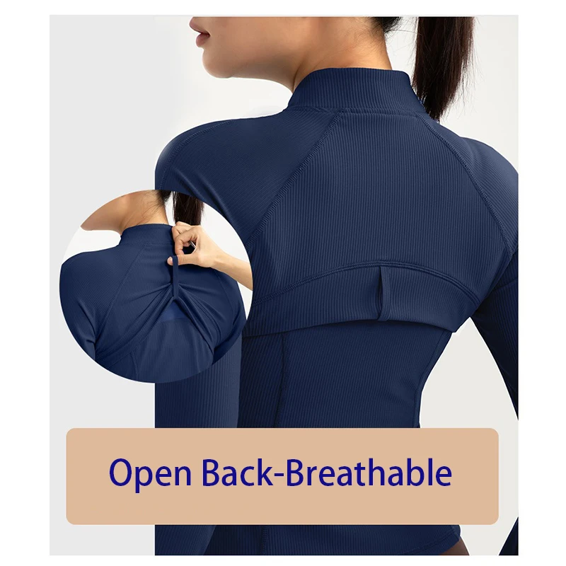 Спортивные куртки Aiithuug с открытой спиной усовершенствованная ребристая ткань