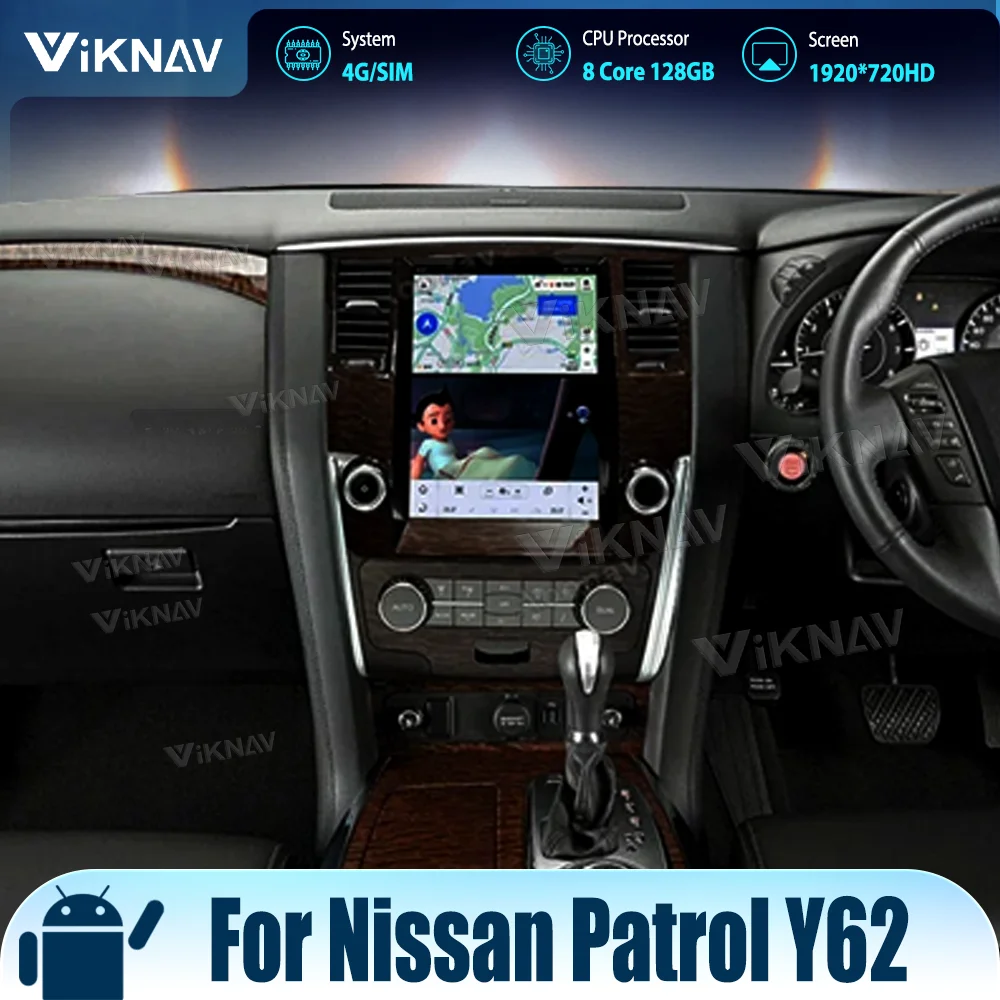

Автомобильный радиоприемник, 8 + 128 ГБ, 8 ядер, для Nissan патруль Y62 2012-2021, обновленный IPS сенсорный экран, мультимедийный плеер, стерео, Android 12, Авто Аудио