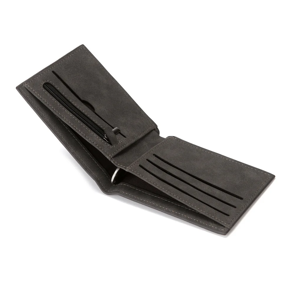 New Korean Fashion Multi Card Men's Wallet Vintage Frosted US Dollar Clip Minimalist Multifunctional Card Bag