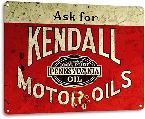 

Kendall Motor Oil Logo Gas Garage Retro Vintage Look Rustic Wall Decor Metal Tin Sign 8x12in Decorative Sign