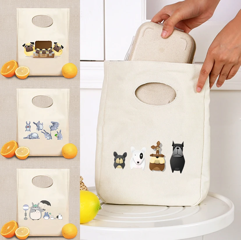 

Lunch Bag Handle Insulation Cooler Bag Unisex Kid Lunch Box Picnic Travel Portable Food Storage Cartoon Printed Thermal Food Bag