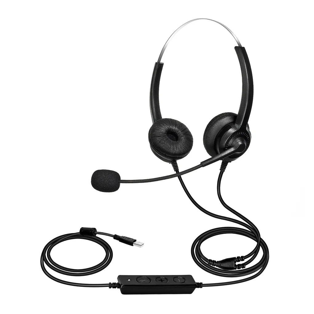 

Wire Control Computer Headphones Office Wired Headset 300D-USB Calling Meeting for Outdoor Enjoyable Earphone Ornament