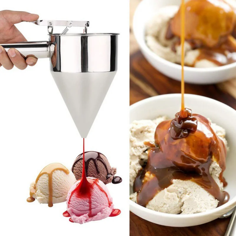 

1.2L Batter Dispenser Stainless Steel Measuring Cup Cream Separator Cake Pancake Biscuit Funnel Measuring Cup Kitchen Baking