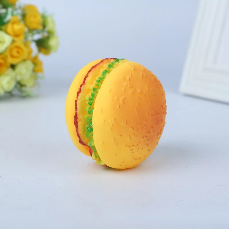 

Fun Hamburger Shape Pet Dog Toys Silicone Training Play Chewing Promote Digestion Teething Sound Toys Pet Dog Accessories