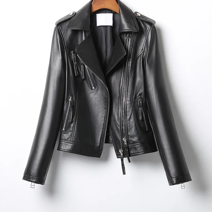 

Spring Real Leather Jacket Women and Autumn Fashion High Quality Sheepskin Motorcycle Coats and Jackets for Women Clothes Zm320