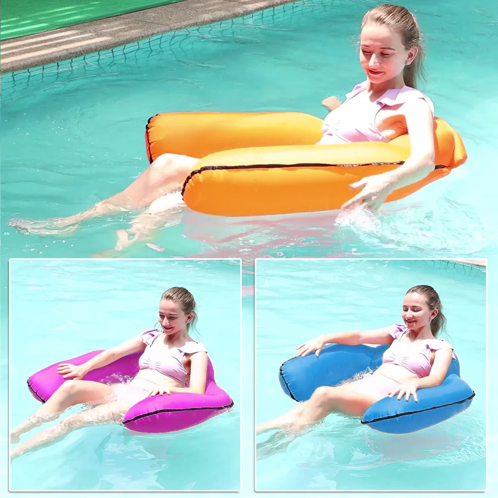 

Inflatable Air Mattress Swimming Pool Accessories Inflatable Chair Beach Chair Water Floating Lounge with Sling Seat Back Rest