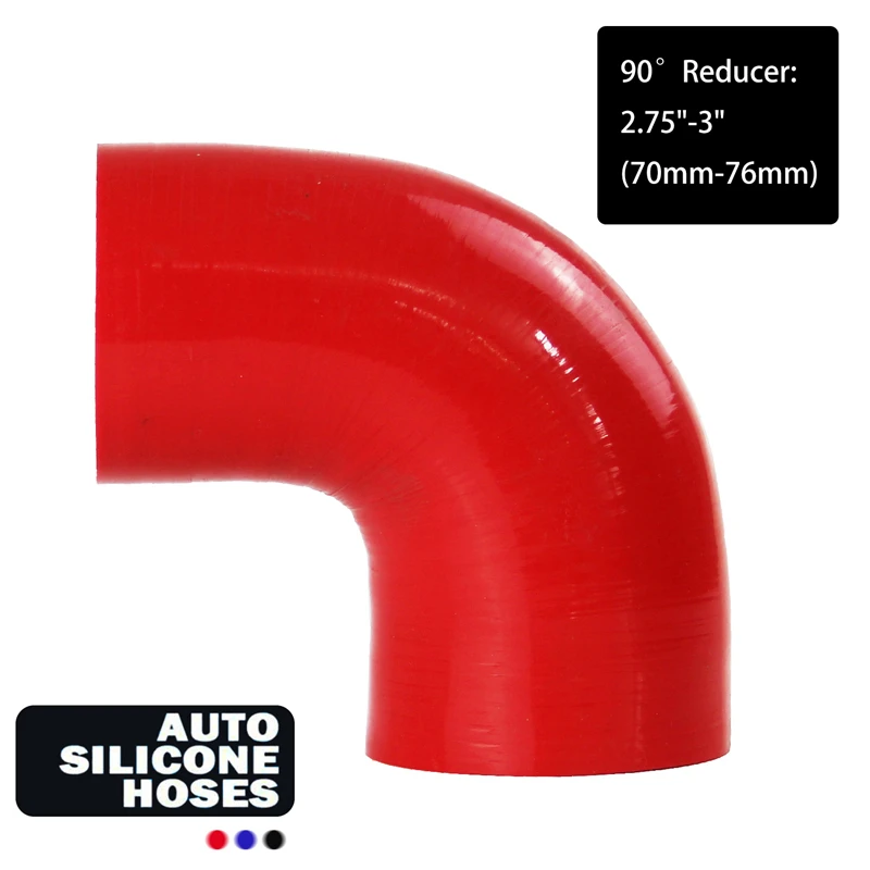 

2.75" to 3" 70mm to 76mm ID Silicone 90 Degree Elbow Reducer Turbo Pipe Hose