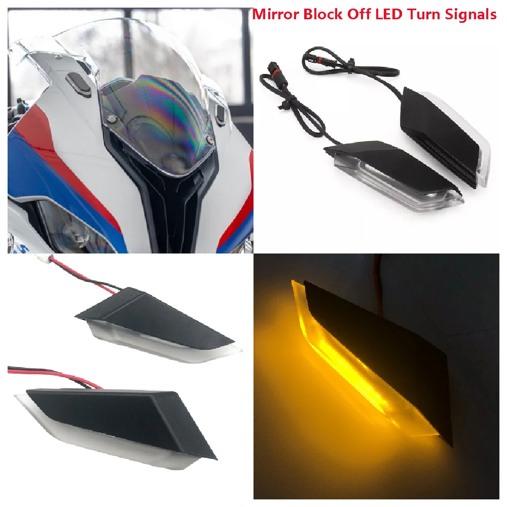 Фото Подходит для BMW S1000RR M1000RR S M 1000RR ABS 2021-2024 Блок зеркал мотоцикла с пластинчатого типа Передние указатели поворота Светодиодные индикаторы №1