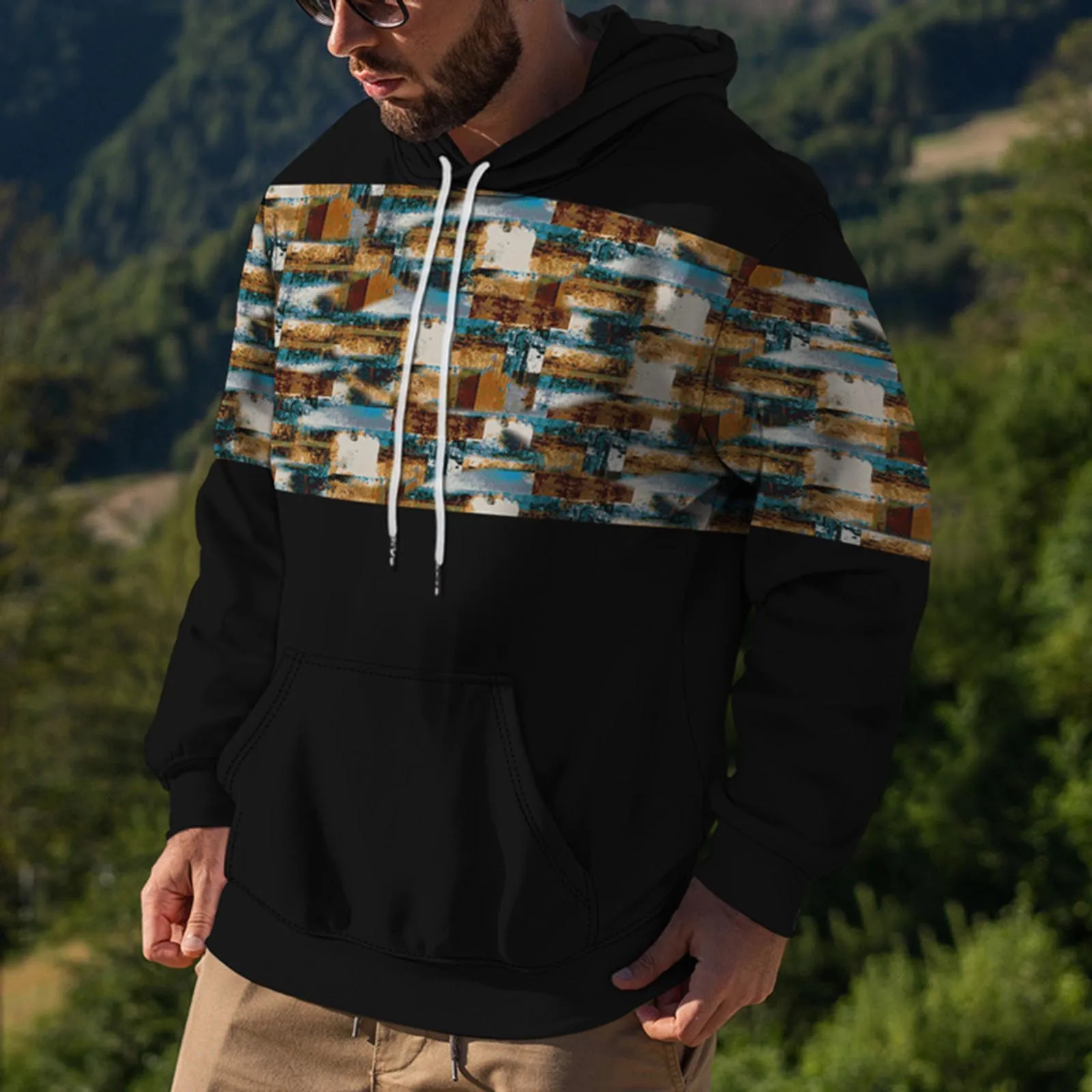

Autumn Winter Ethnic Hooded Hoodies Men Tribe Aztec Basic Sweatshirts Casual Jogger Pullovers Tops Indian Fashion Streetwear
