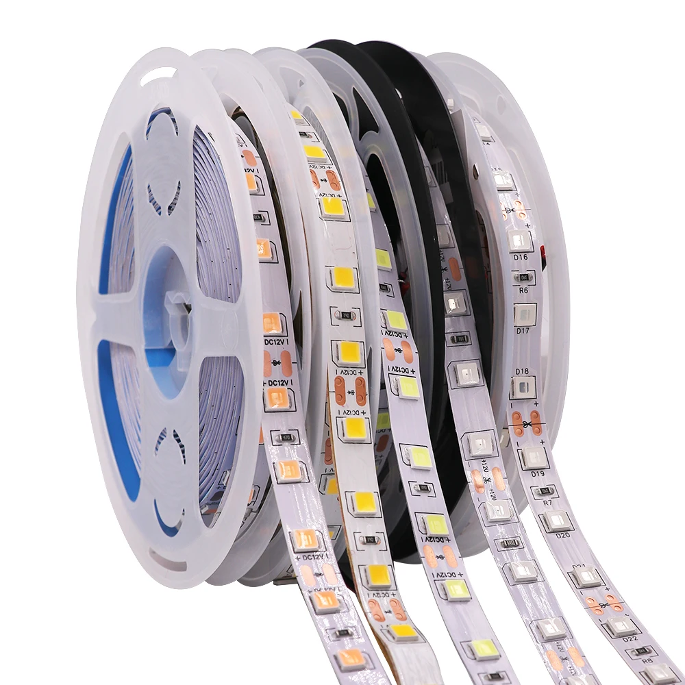 Светодиодный ленточный светильник 12 В 2835 5050 5054 5630 5 м RGB белый SMD 120led 60LED 240LED водонепроницаемая гибкая светодиодная лента Диодная лампа украшение