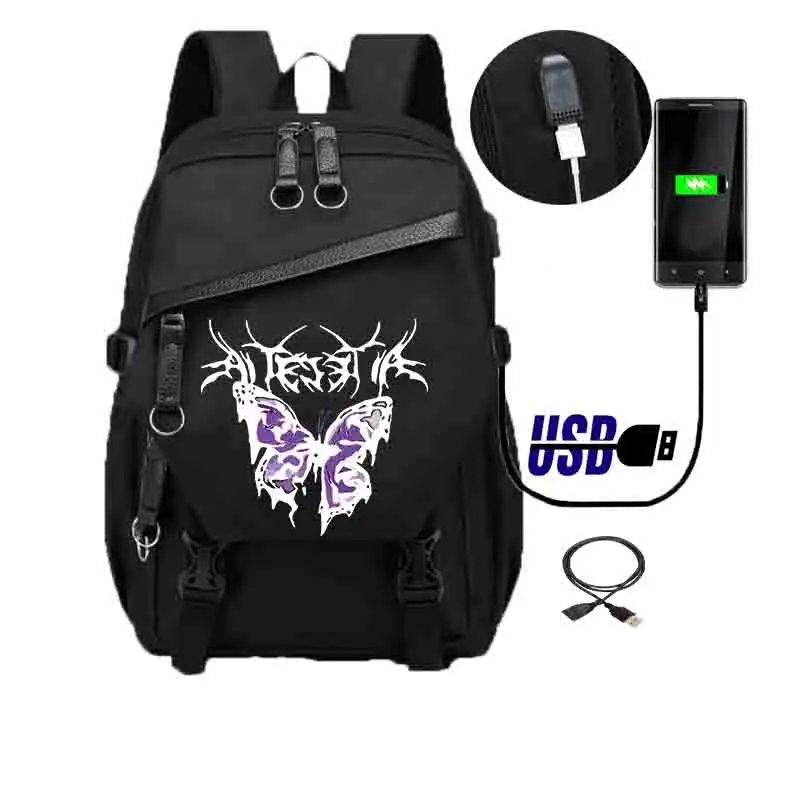 

Рюкзак Y2K с бабочками для школьников и студентов, вместительная сумка с USB-зарядкой, мужские и женские рюкзаки, Повседневная сумка на плечо