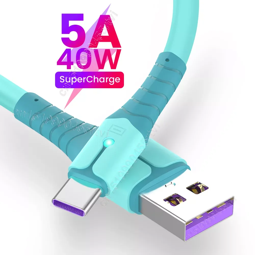 

USB Type C Cable 5A Fast Charging USB C Cable for Huawei Data Cord Charger USB Type C Cable For Honor POCO X3 M3 1/2M