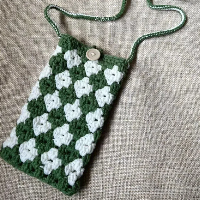 1 шт./ручная работа крючком двухцветная маленькая сумка для мобильного телефона с