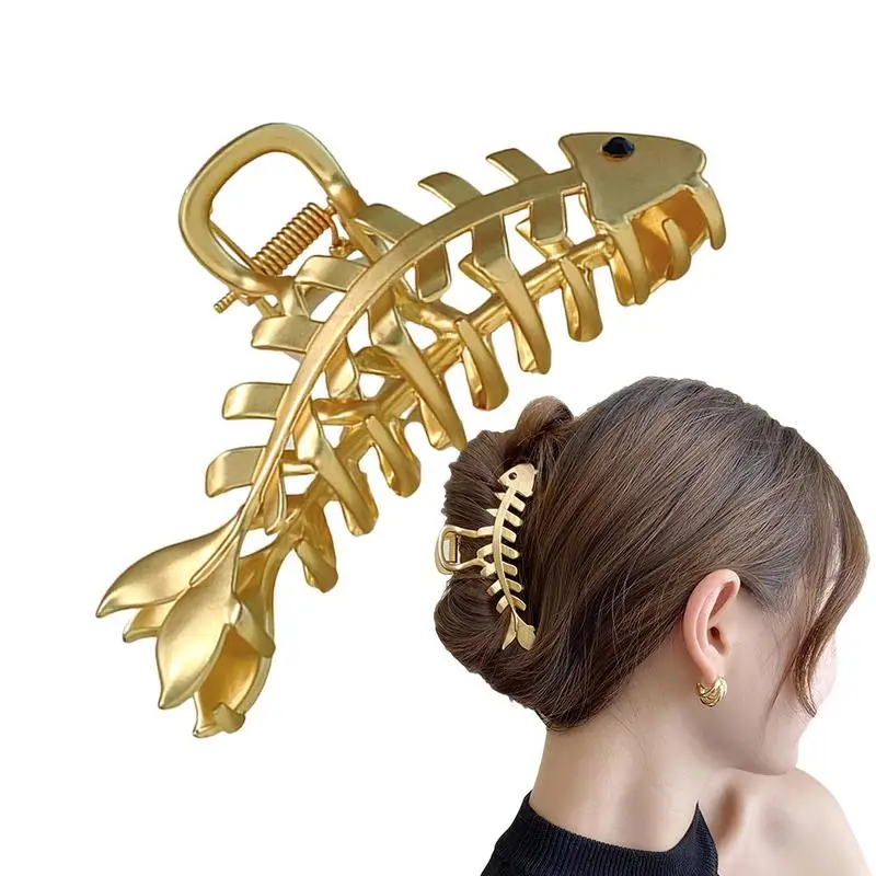 

Metal Claw Clips Fishbone Shape Metal Hair Claws Anti Skid Hair Jaw Clamps Barrette For Cooking Bathing Dating Hair Styling