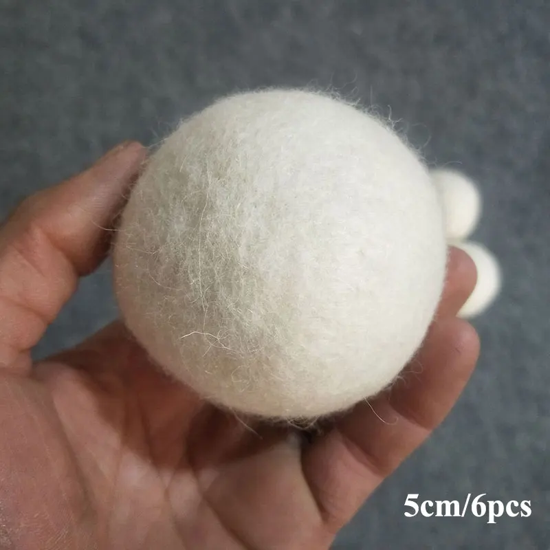 

New 6pcs/Set 6cm/7cm Natural Wool Dryer Balls Fabric Virgin Reusable Organic Laundry Softener 6-Pack