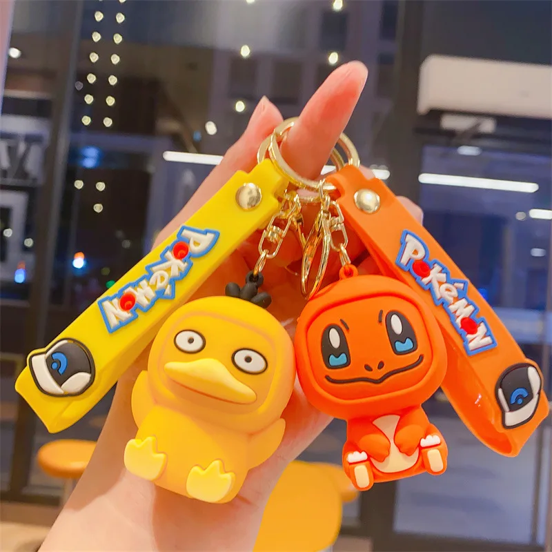 

New Pokemon Cartoon Keychain Anime Action Figures Pikachu Charmander Squirtle Jigglypuff PVC Key Backpack Pendant Children Gifts