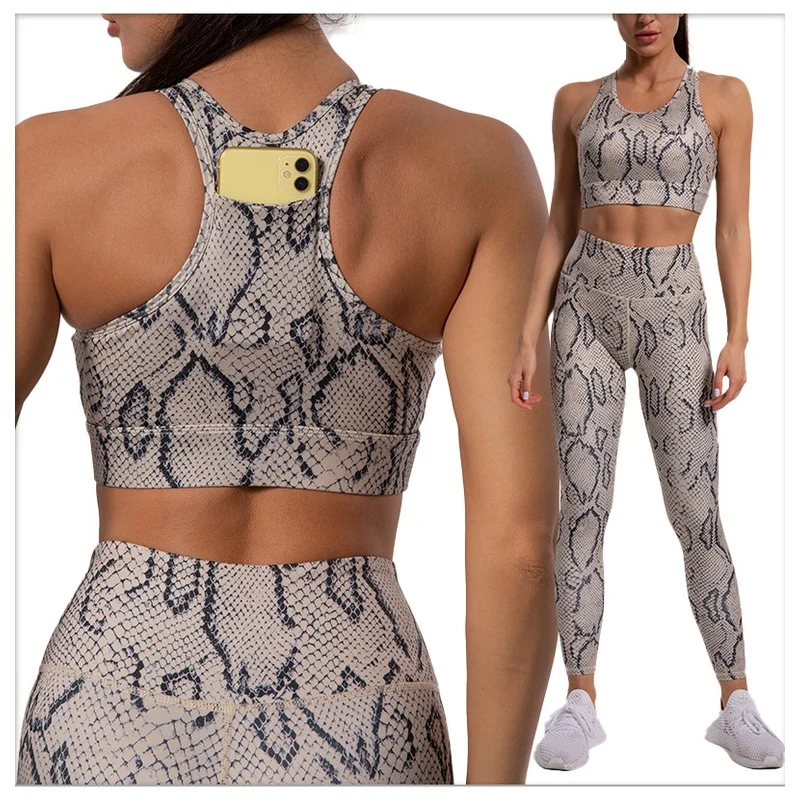 

Ladies Sportswear Leopard Print Body Yoga Wear Women's Sling Bra Wrinkled Chrysanthemum Running Trousers Suit