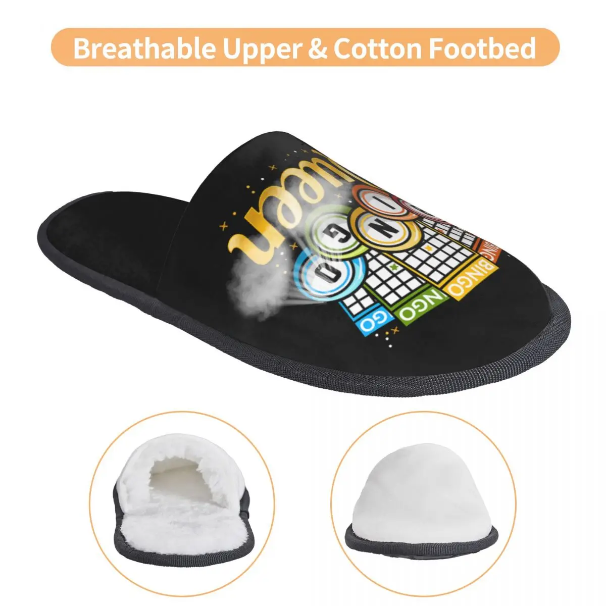 Custom Bingo Queen House Slippers Women Cozy Memory Foam Slip On Bedroom Slipper Shoes