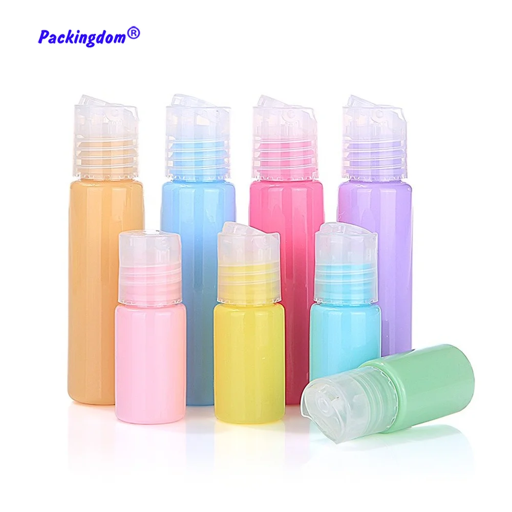 100pcs Travel Bottle Refillable Packaging Disk Top Cap Mini Empty Bottles Makeup Container Macaron Cosmetic Tube Cute 10ml 30ml