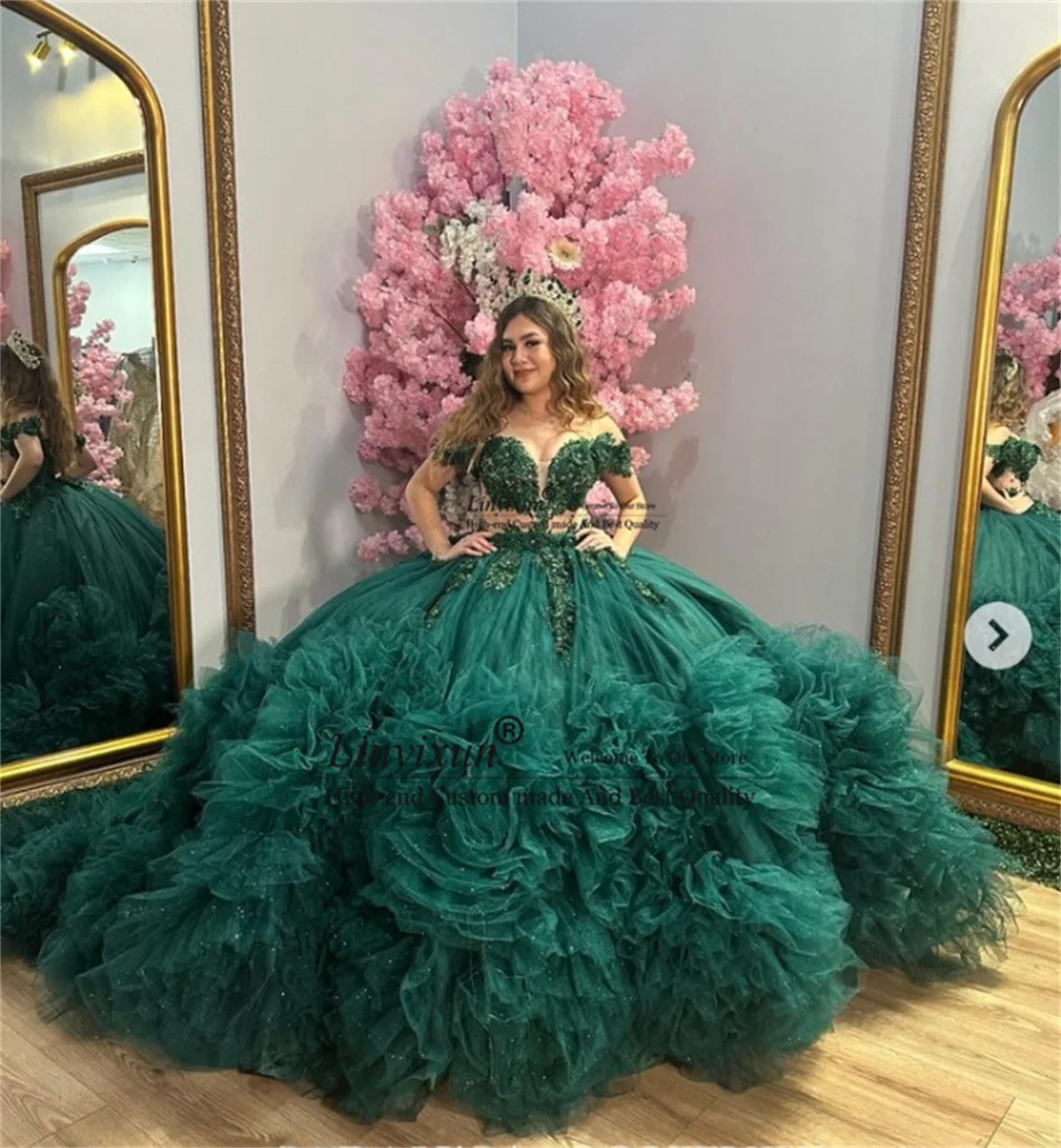 Женское бальное платье принцессы с кружевной аппликацией и блестками милое для