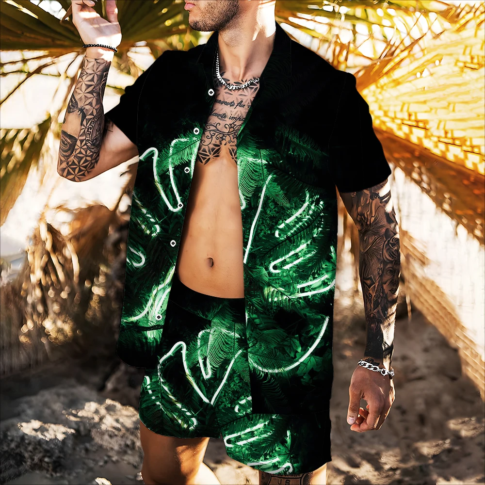 

2022 New 3D Print Shirt Lovers Couple Style Summer Comfortable Top Men Women Cool Green Leaves Clothing Pineapple Short Sleeves