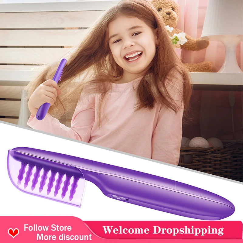 

Электрическая Массажная щетка для сухих и влажных волос, расческа электрическая двухцелевая с вилкой и узлом для гладких волос, не вращаетс...