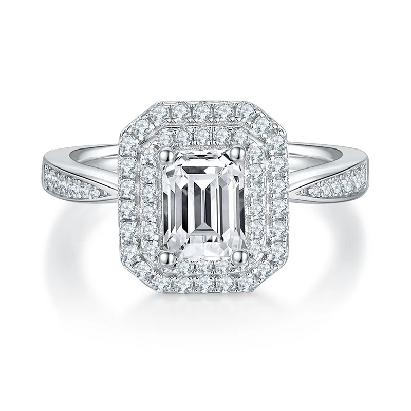 

Apasion 100% 925 Silver Color Noble Moissanite Eternity Wedding Ring Sparkling Rings for Women Luxury Jewelry Wholesale
