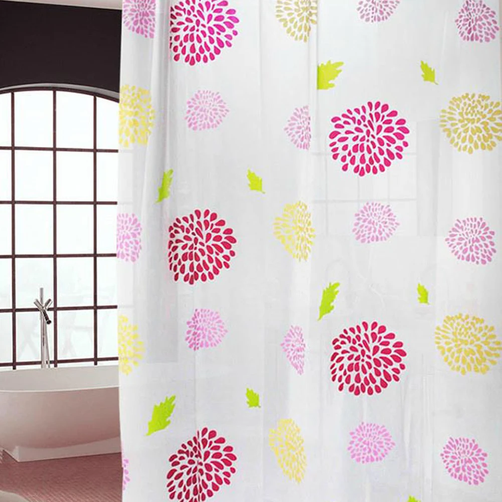 

180x200cm PEVA Bathroom Shower Curtains Water Proof Thickening Bath Curtain Hibiscus Pattern 6 styles