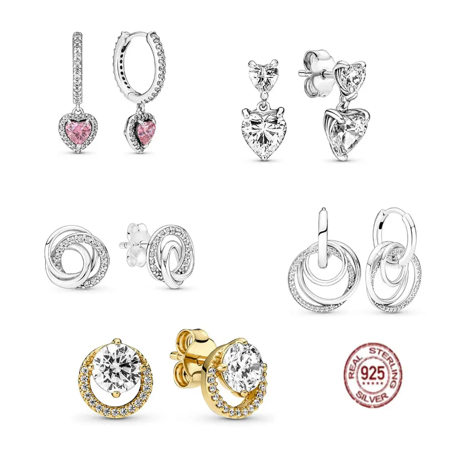 Женские серьги-кольца из серебра 925 пробы с кристаллами | Украшения и аксессуары