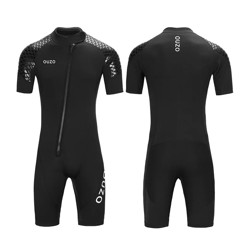 Men's 3mm Wetsuit Short-sleeved Shorty Wetsuit Thickened Thermal Diving Swimming Snorkeling Surfing Suit Anti-jellyfish Clothing