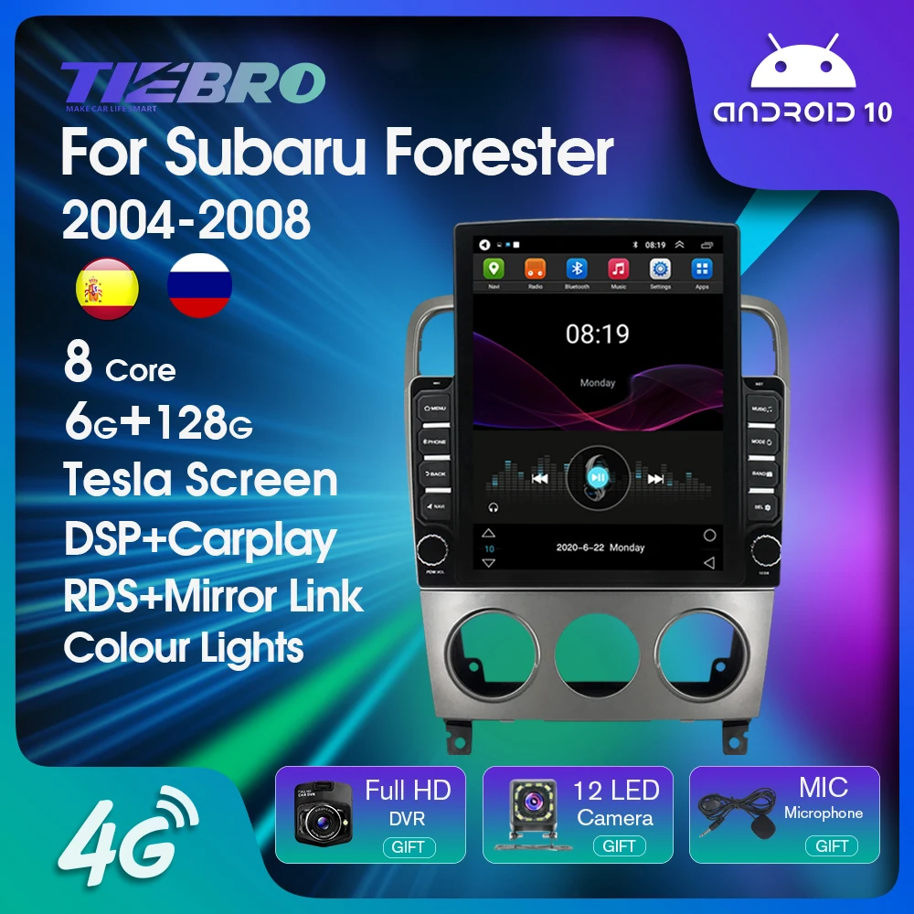 Автомагнитола TIEBRO в стиле Tesla для Subaru Forester SG 2004-2008 Android 10 мультимедийный плеер