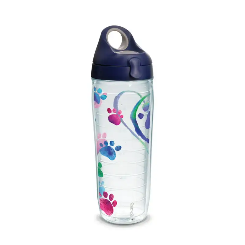 

Paws Script Heart 24 oz Water Bottle with Lid, 2 Pack
