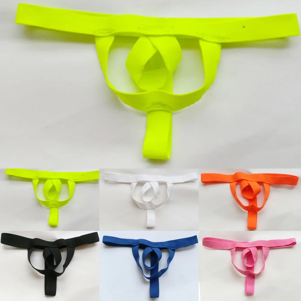 

Free Size Men's Sexy String High Elasticity Underwear Thong T-back Open Front intimate Gay Briefs Underpants 6colors
