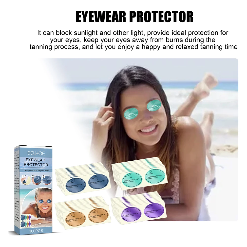 

50 Pair Tanning Eye Sticker Disposable Tanning Goggles No Line Eye Protective