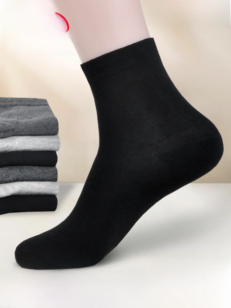Мужские воздухопроницаемые хлопковые носки Langsha черные деловые из чесаного