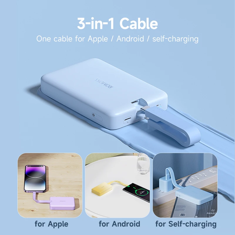 Пауэрбанк ROMOSS Magsafe 20 Вт 10000 мАч со встроенным кабелем