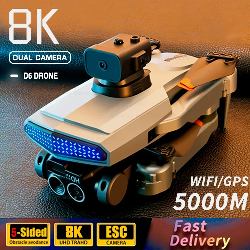 

D6 Drone 8K Profesional HD Camera Optical Brushless Foldable Obstacle Avoidance Aerial Photography Quadcopter 5000M