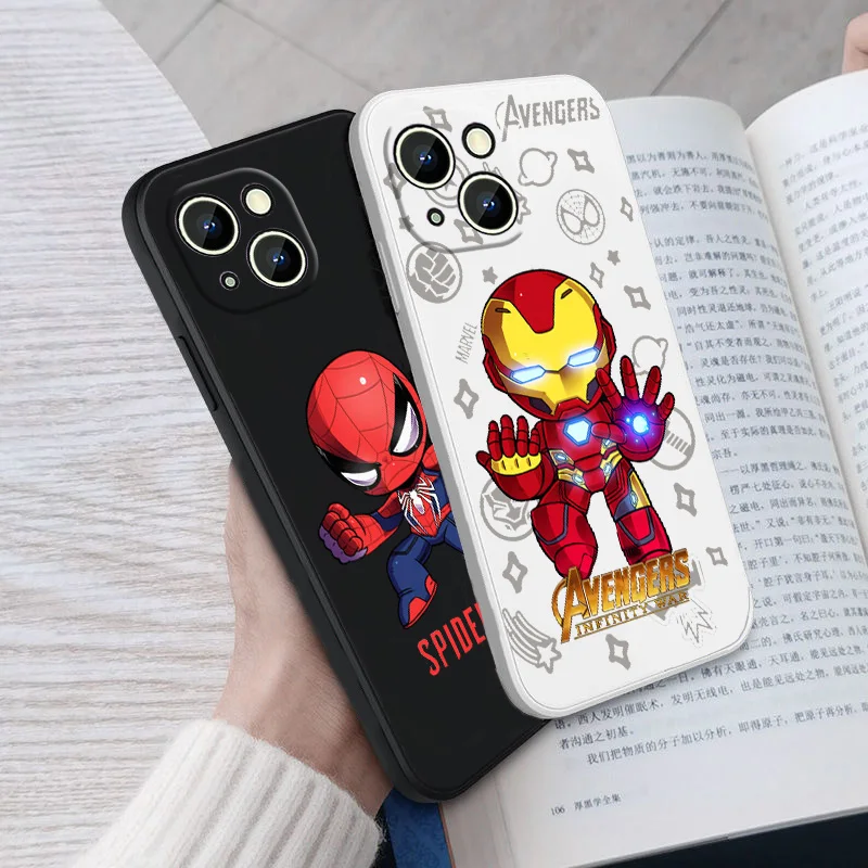 

Marvel SpiderMan Groot Phone Case For iPhone 14 13 12 mini 11 Pro Max 8 7 Plus XR XS X Liquid Rope Funda Cover