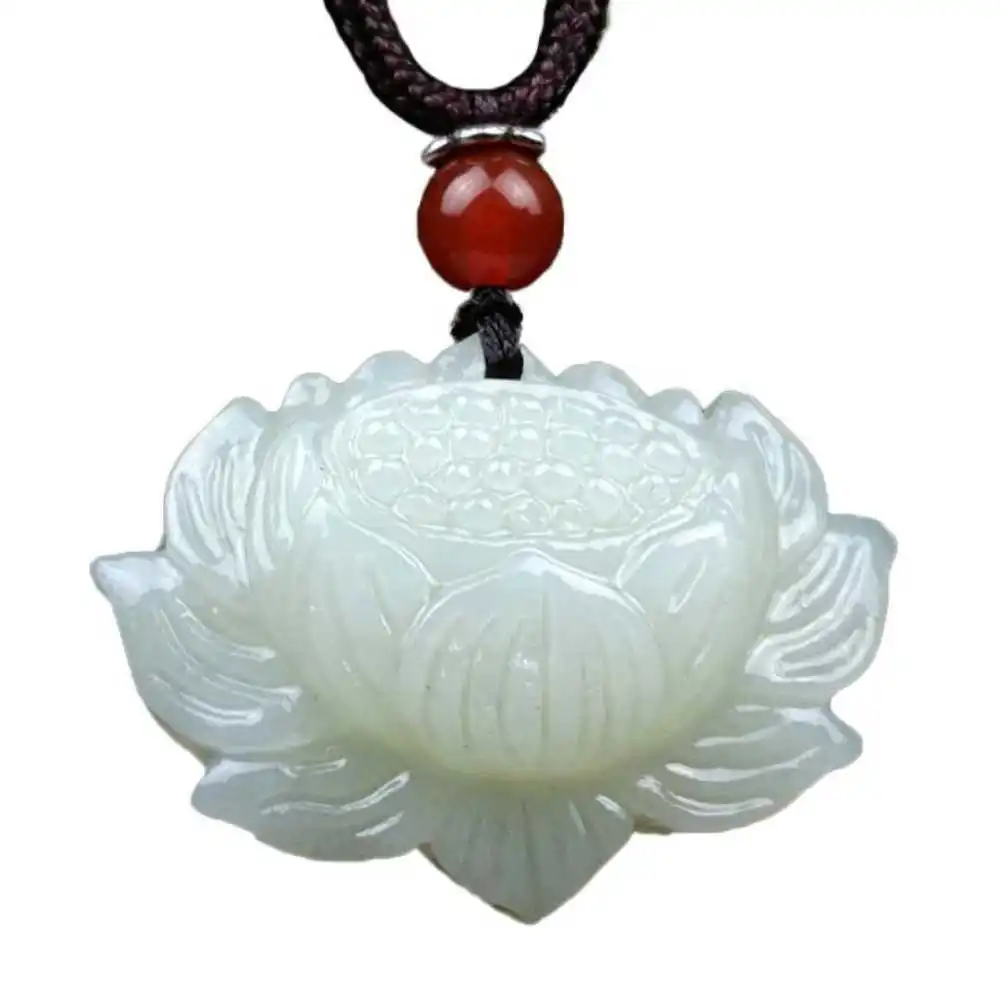 

Natural Jade jade Lotus Carved Lucky Rope Pendant Elegant Wrist Bohemia Fancy Restore Elegant Christmas All Saints' Day