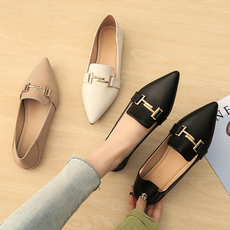 

Flat Shoes Women Sweet Flats Shallow Women Boat Shoes Slip On Ladies Pointed Toe Loafers Spring Women Flats Black
