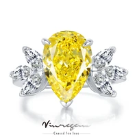 vinregem 925 sterling silver crushed ice 4ct citrine synthetic moissanite wedding anniversary ring for women gift drop shipping
